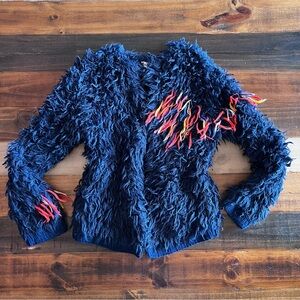 Saralam blue fuzzy fluffy cardigan size xsmall